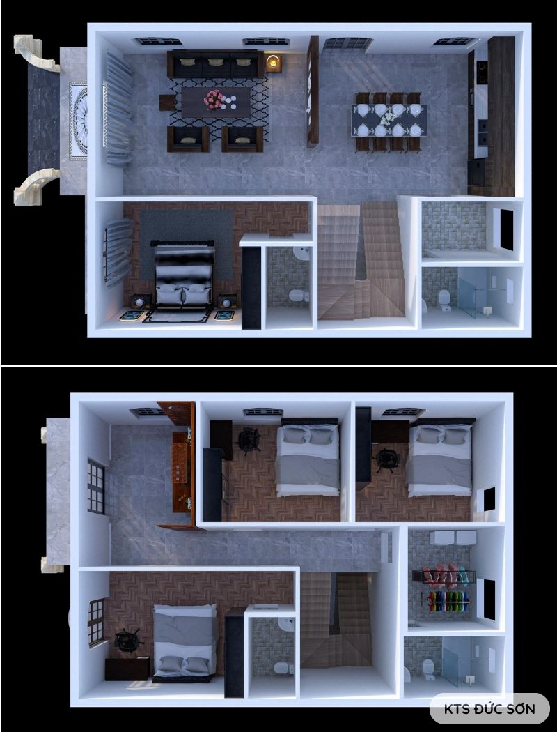 biệt thự 2 tầng kiểu châu âu