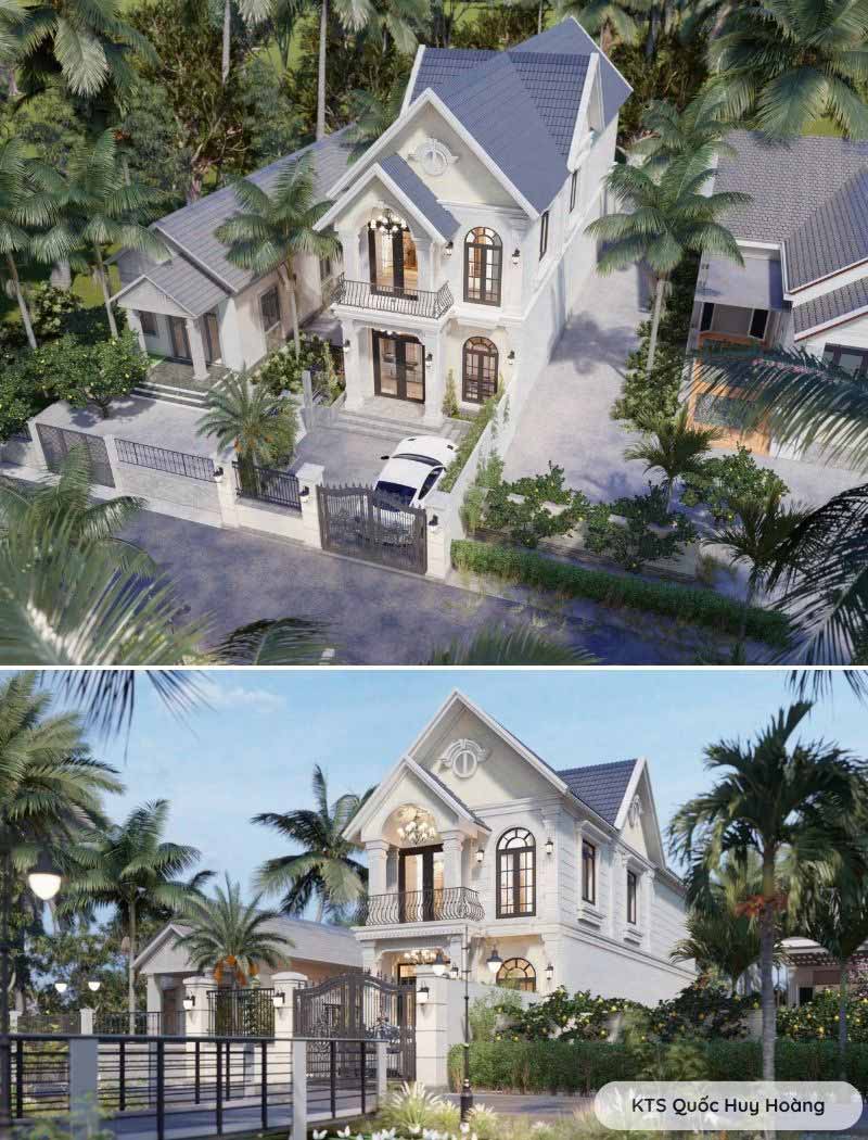 biệt thự 2 tầng mái thái ở nông thôn