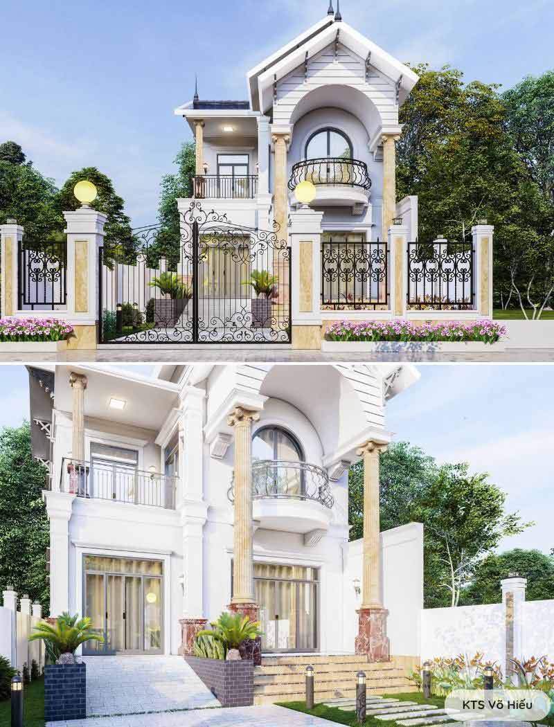 biệt thự 2 tầng mái thái ở nông thôn