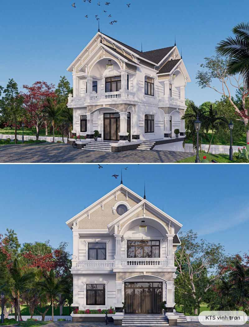 biệt thự 2 tầng mái thái ở nông thôn