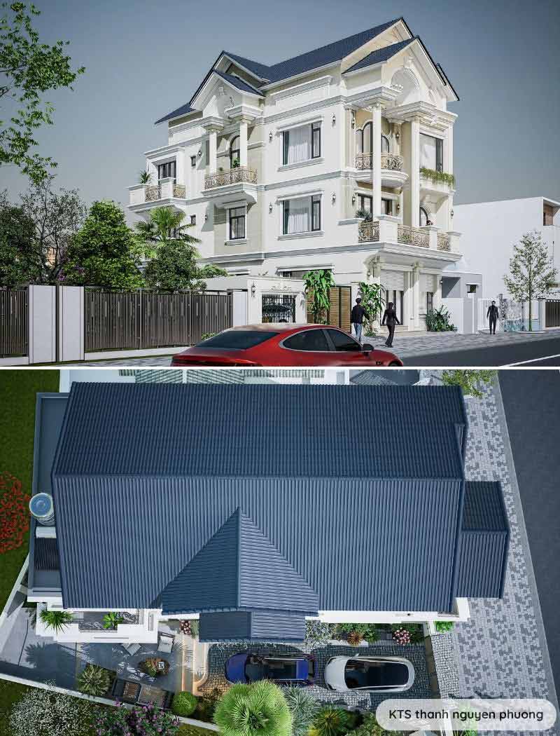 biệt thự sân vườn mái thái