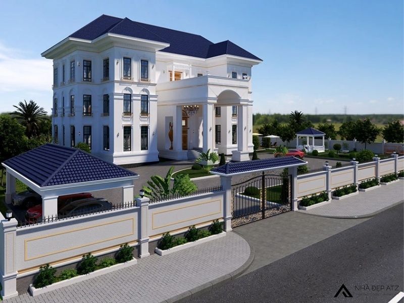 Mẫu thiết kế biệt thự 600m2 3 tầng đẳng cấp, xa hoa BT250805 2 biệt thự 600m2