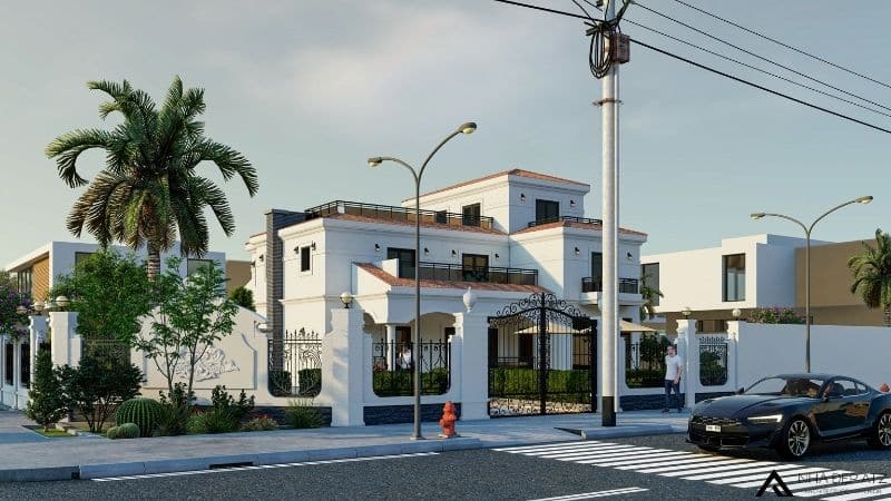 biệt thự 2 tầng 2 mặt tiền có bể bơi
