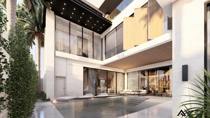 biệt thự nghỉ dưỡng hiện đại 2 tầng 1 tum