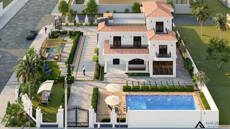 Mẫu thiết kế biệt thự 2 tầng 2 mặt tiền có bể bơi BT250968 3 biệt thự 2 tầng 2 mặt tiền có bể bơi