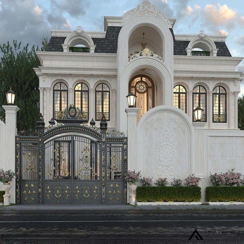 Mẫu thiết kế biệt thự 2 tầng cổ điển 400m2 đẳng cấp BT250909 1 biệt thự 2 tầng cổ điển 400m2