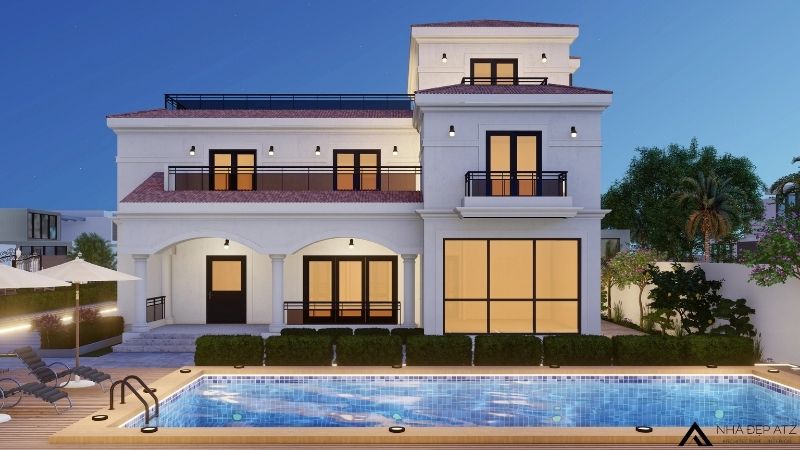 biệt thự 2 tầng 2 mặt tiền có bể bơi