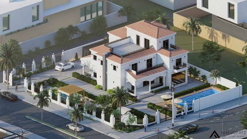 biệt thự 2 tầng 2 mặt tiền có bể bơi