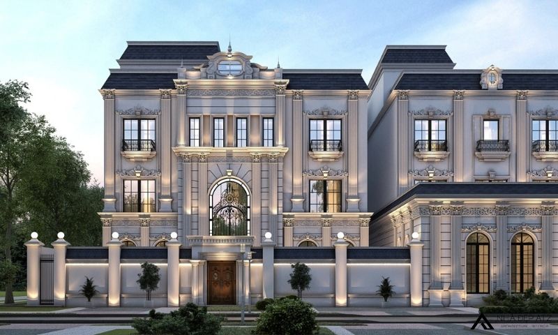 Mẫu thiết kế biệt thự tân cổ điển 2 mặt tiền 3 tầng bề thế BT250913 2 biệt thự tân cổ điển 2 mặt tiền 3 tầng