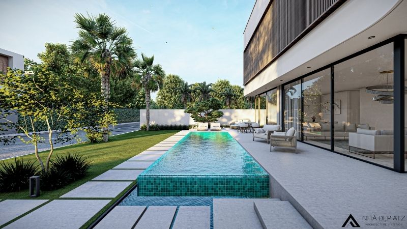 Mẫu thiết kết biệt thự 2 tầng có bể bơi 3 phòng ngủ đẹp BT251028 3 biệt thự 2 tầng có bể bơi 3 phòng ngủ