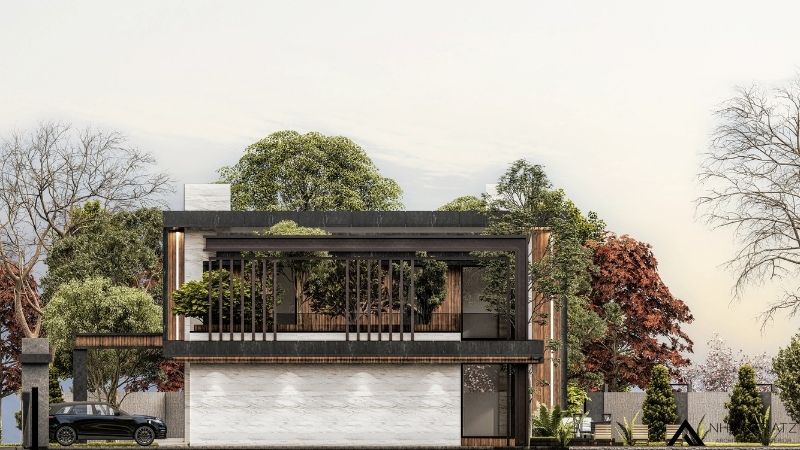 Mẫu thiết kế biệt thự 2 tầng lô góc có bể bơi đẹp BT251006 6 biệt thự 2 tầng lô góc có bể bơi
