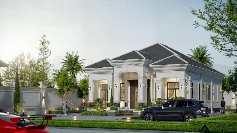 Mẫu thiết kế biệt thự nhà vườn 1 tầng tân cổ điển sang trọng BT251109 5 biệt thự nhà vườn 1 tầng tân cổ điển
