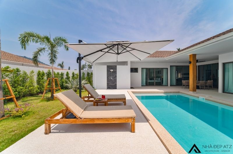 Mẫu thiết kế biệt thự nghỉ dưỡng 1 tầng chữ L ấn tượng BT251137 2 biệt thự nghỉ dưỡng 1 tầng chữ L