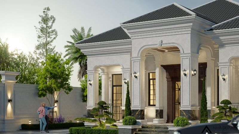Mẫu thiết kế biệt thự nhà vườn 1 tầng tân cổ điển sang trọng BT251109 3 biệt thự nhà vườn 1 tầng tân cổ điển