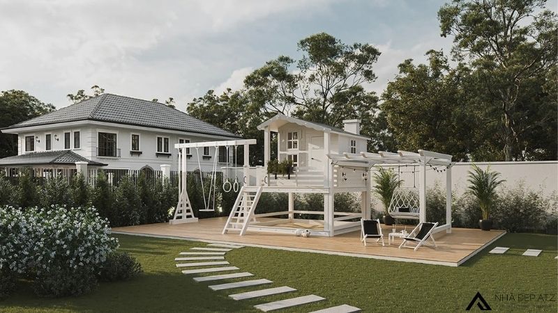 Mẫu thiết kế biệt thự 2 tầng kiểu Mỹ tân cổ điển có bể bơi BT251224 6 biệt thự 2 tầng kiểu mỹ tân cổ điển có bể bơi