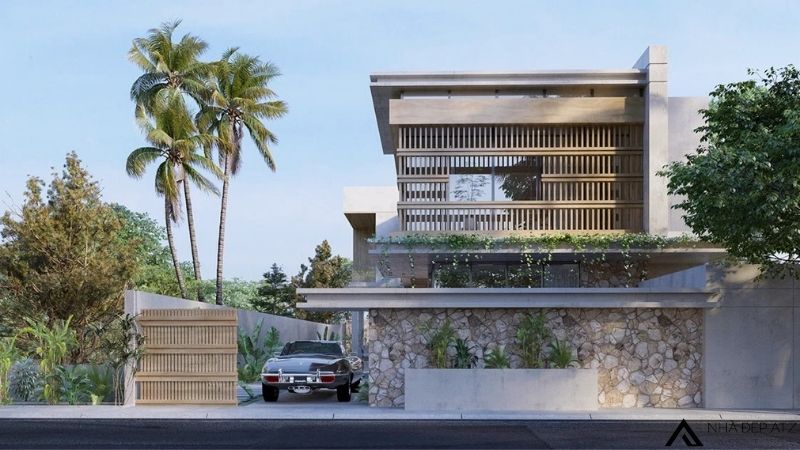 Mẫu thiết kế biệt thự nghỉ dưỡng 2 tầng mái bằng có bể bơi BT251281 1 biệt thự nghỉ dưỡng 2 tầng mái bằng có bể bơi