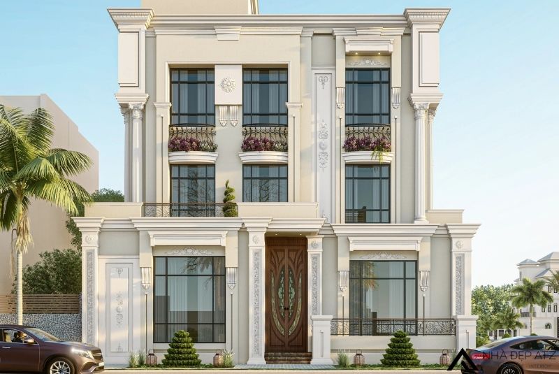 Mẫu thiết kế biệt thự 3 tầng tân cổ điển 2 mặt tiền 5 phòng ngủ BT251274 3 biệt thự 3 tầng tân cổ điển 2 mặt tiền 5 phòng ngủ