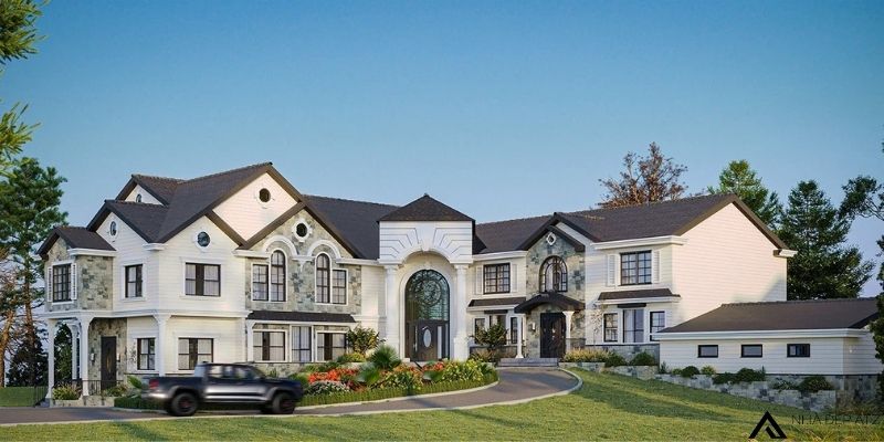 biệt thự 2 tầng kiểu mỹ hiện đại 6 phòng ngủ