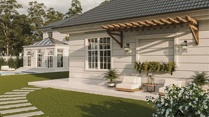biệt thự 2 tầng kiểu mỹ tân cổ điển có bể bơi