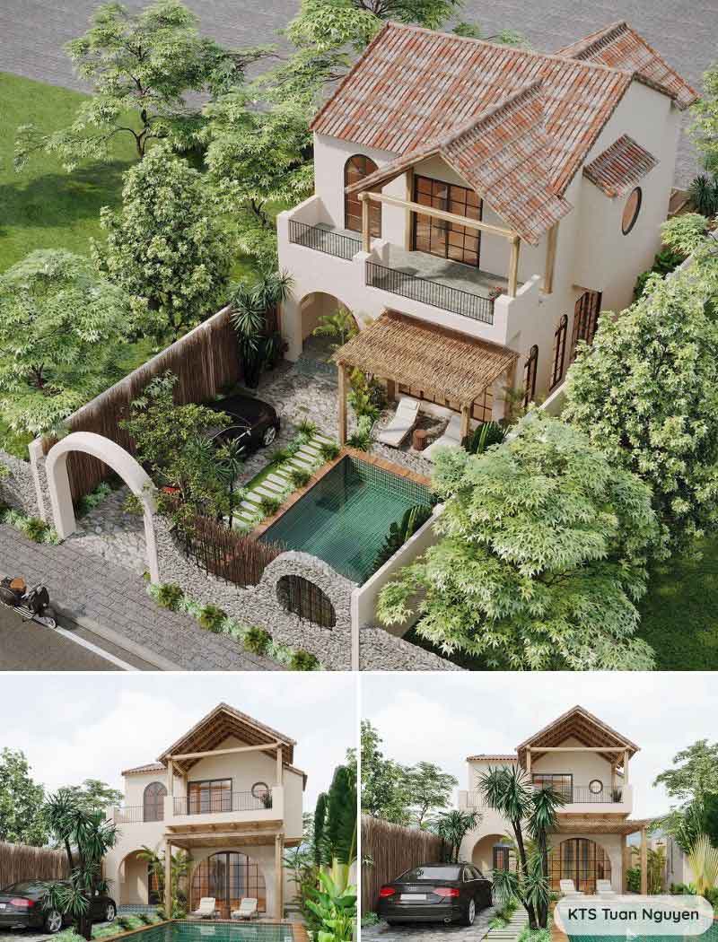 nhà biệt thự 2 tầng địa trung hải